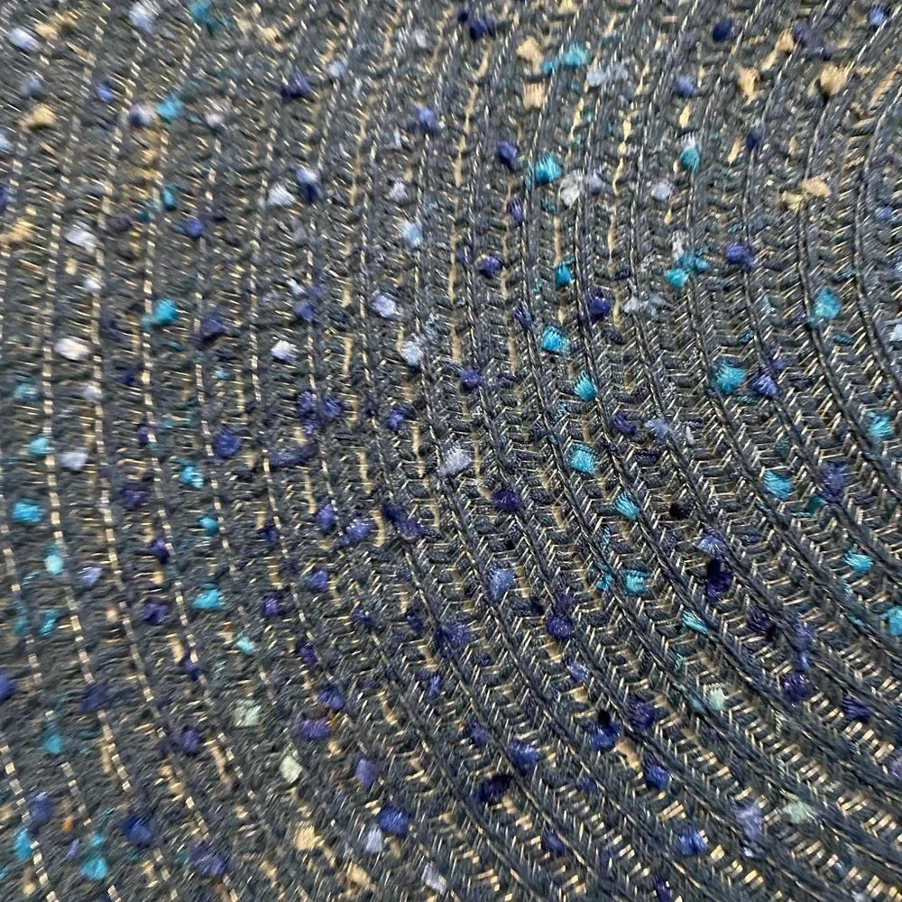 Table Textured placemats  8 dark blue with sequins and threaded designs
